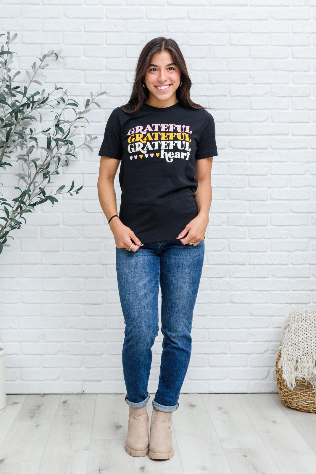 Grateful Heart Graphic Tee In Black Womens Ave Shops   