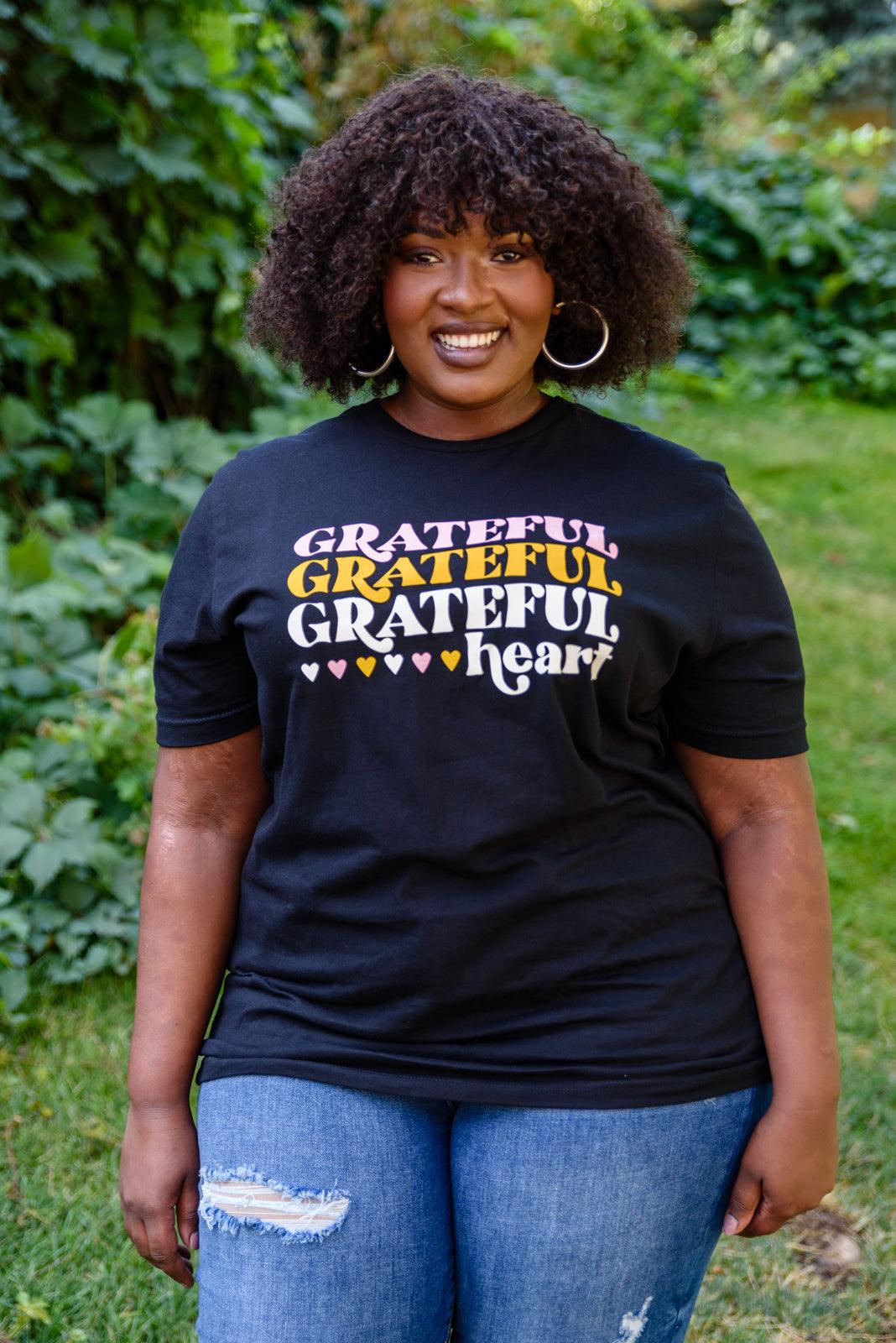 Grateful Heart Graphic Tee In Black Womens Ave Shops   