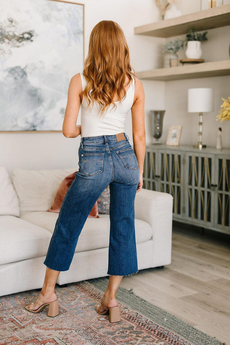 Mid rise wide leg clearance crop jean