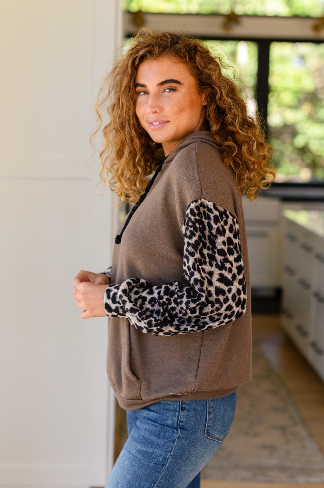 Here And There Leopard Print Hoodie Womens Ave Shops   