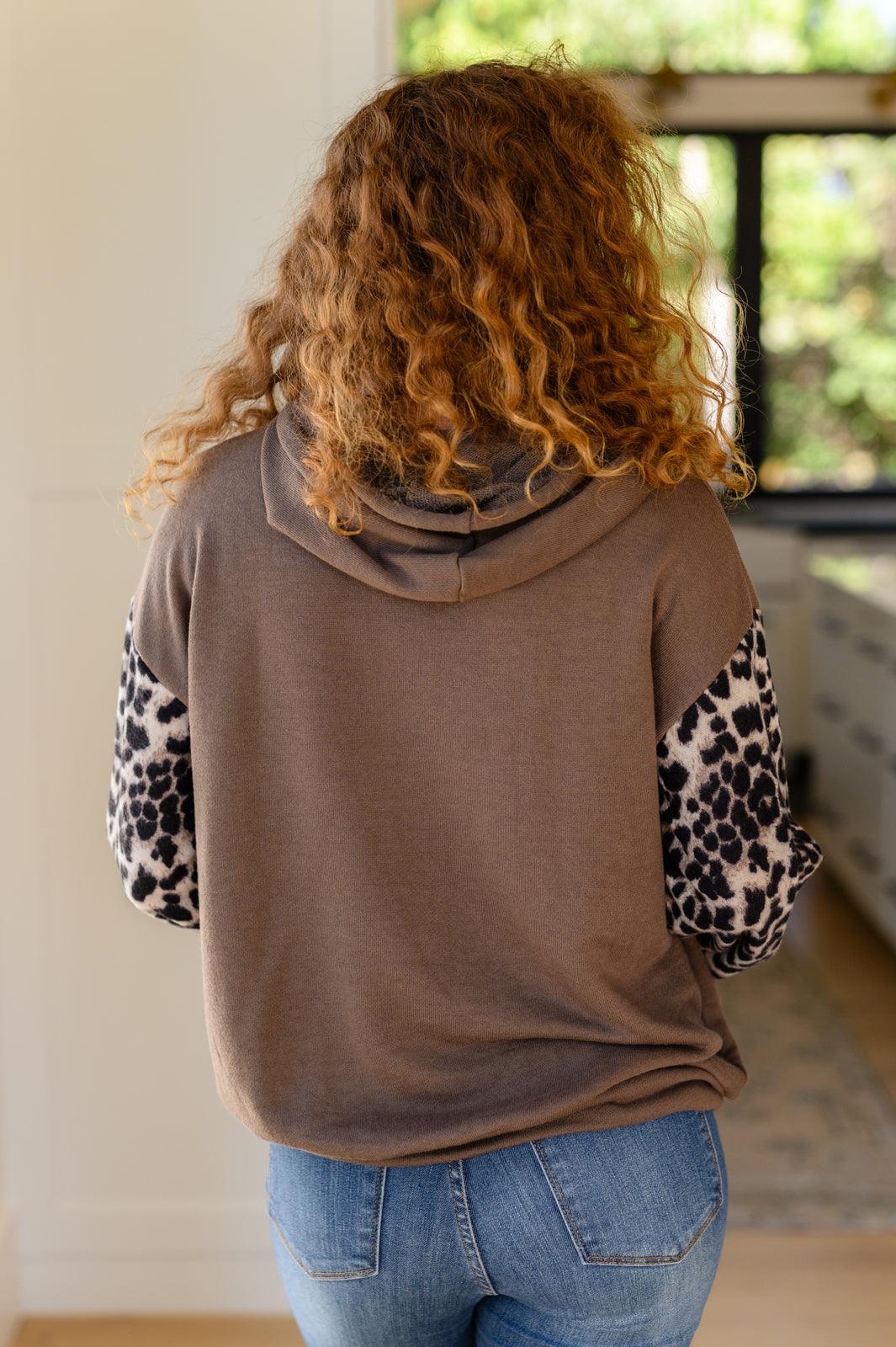 Here And There Leopard Print Hoodie Womens Ave Shops   