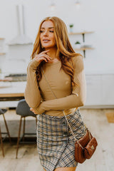 Hold Me Tight Ribbed Long Sleeve Top In Tan Womens Ave Shops   