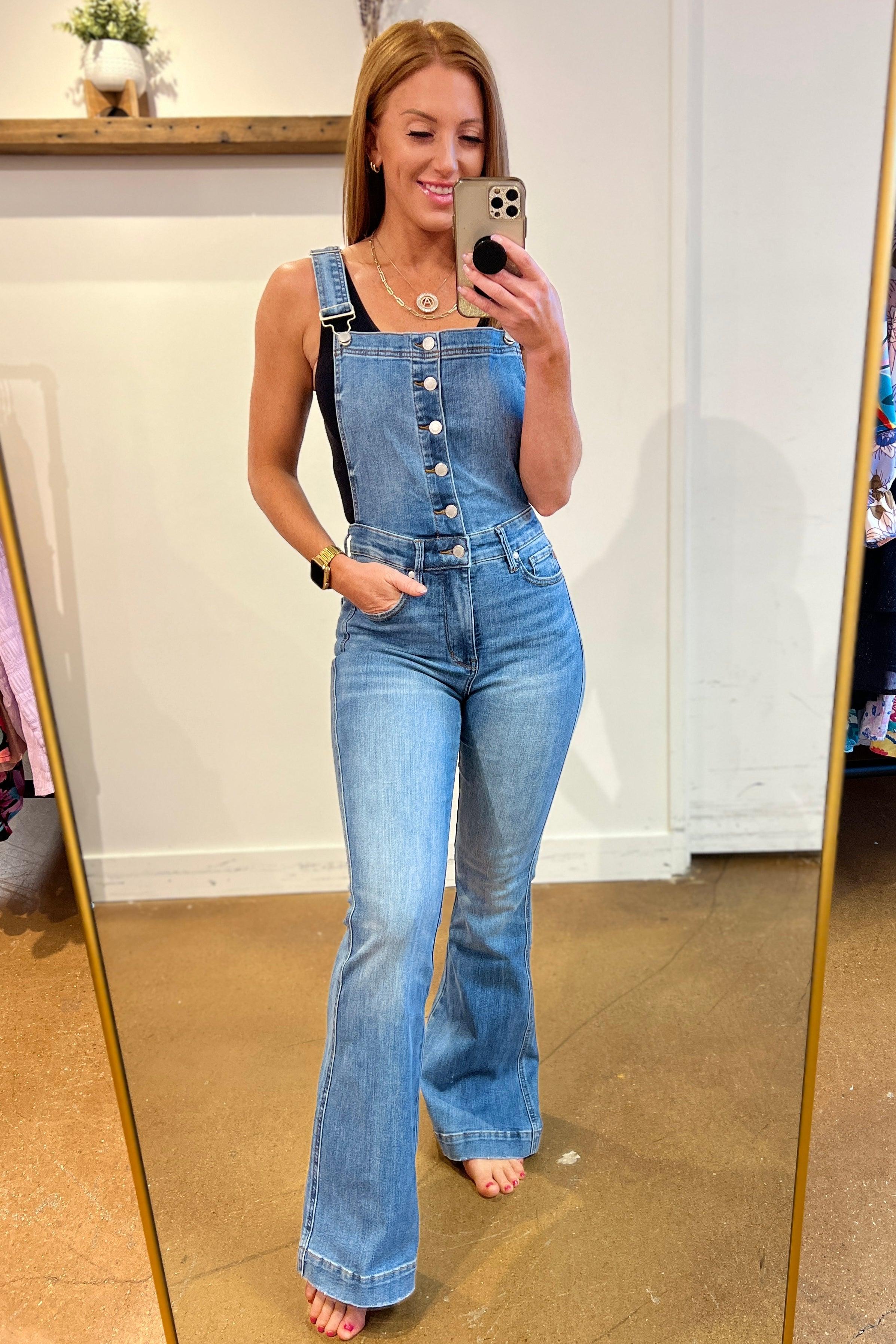 Izzy Control Top Retro Flare Overalls - Judy Blue Womens Ave Shops   