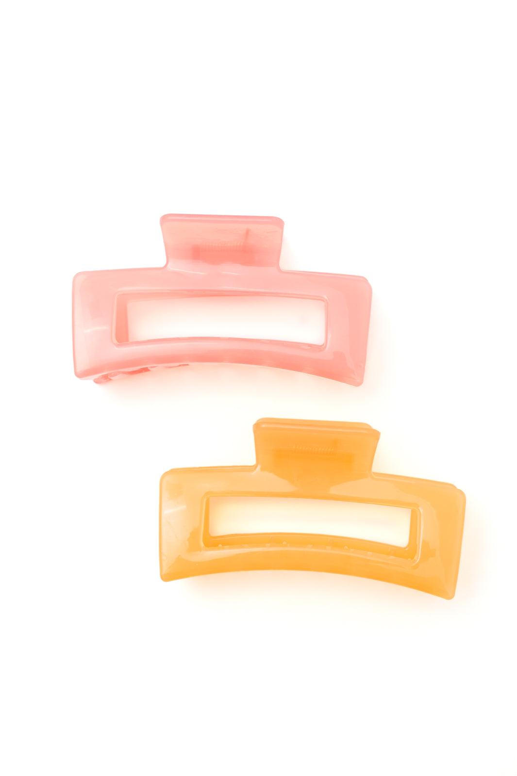 Jelly Rectangle Claw Clip in Sherbet Womens Ave Shops   