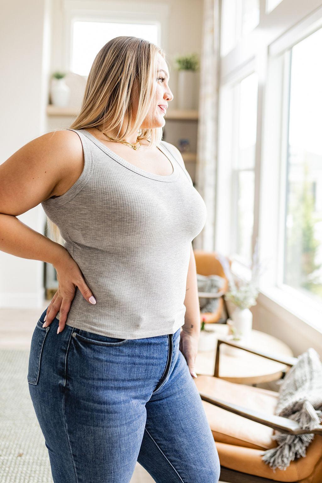 Just One More Ribbed Tank in Heather Grey Womens Ave Shops   