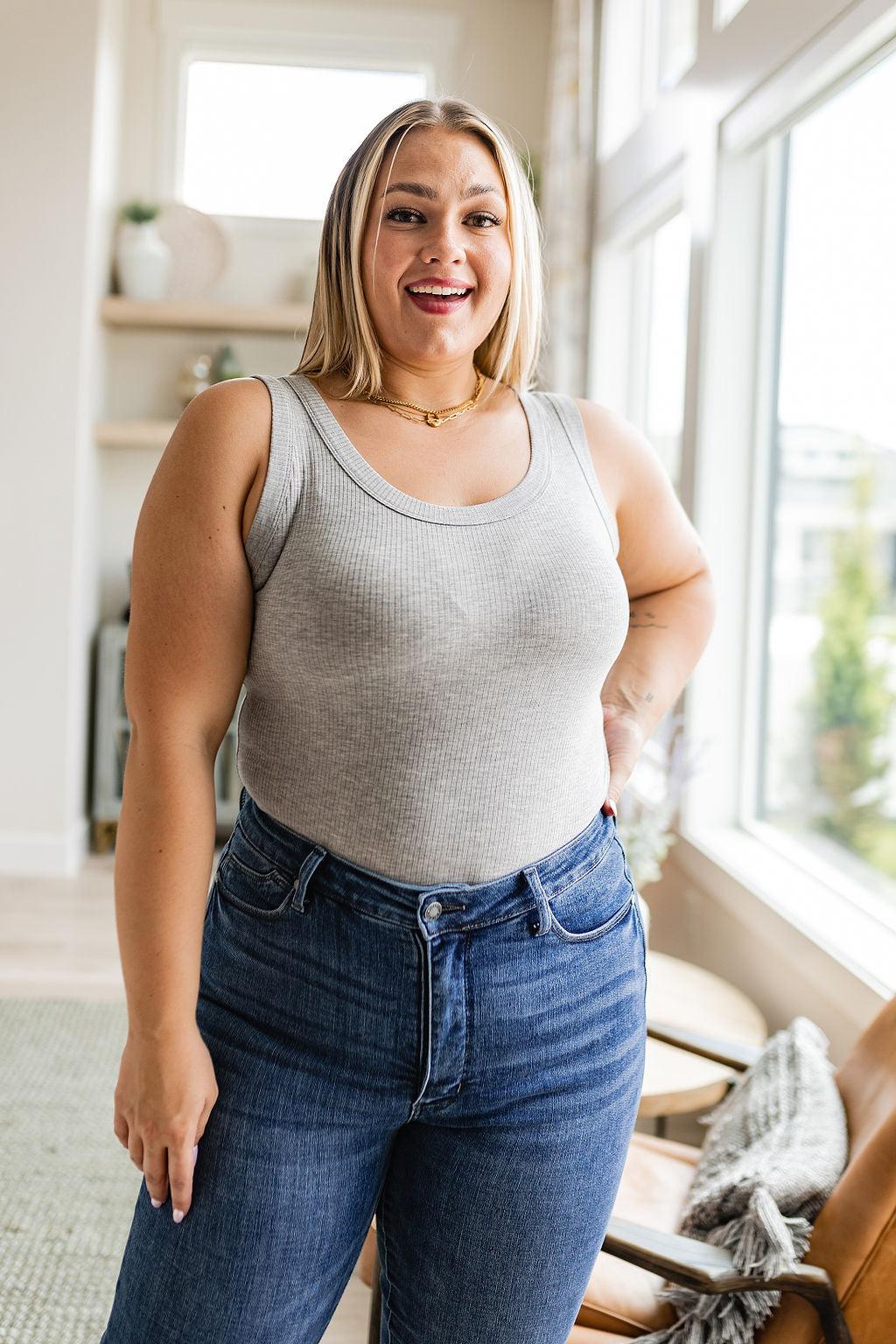 Just One More Ribbed Tank in Heather Grey Womens Ave Shops   