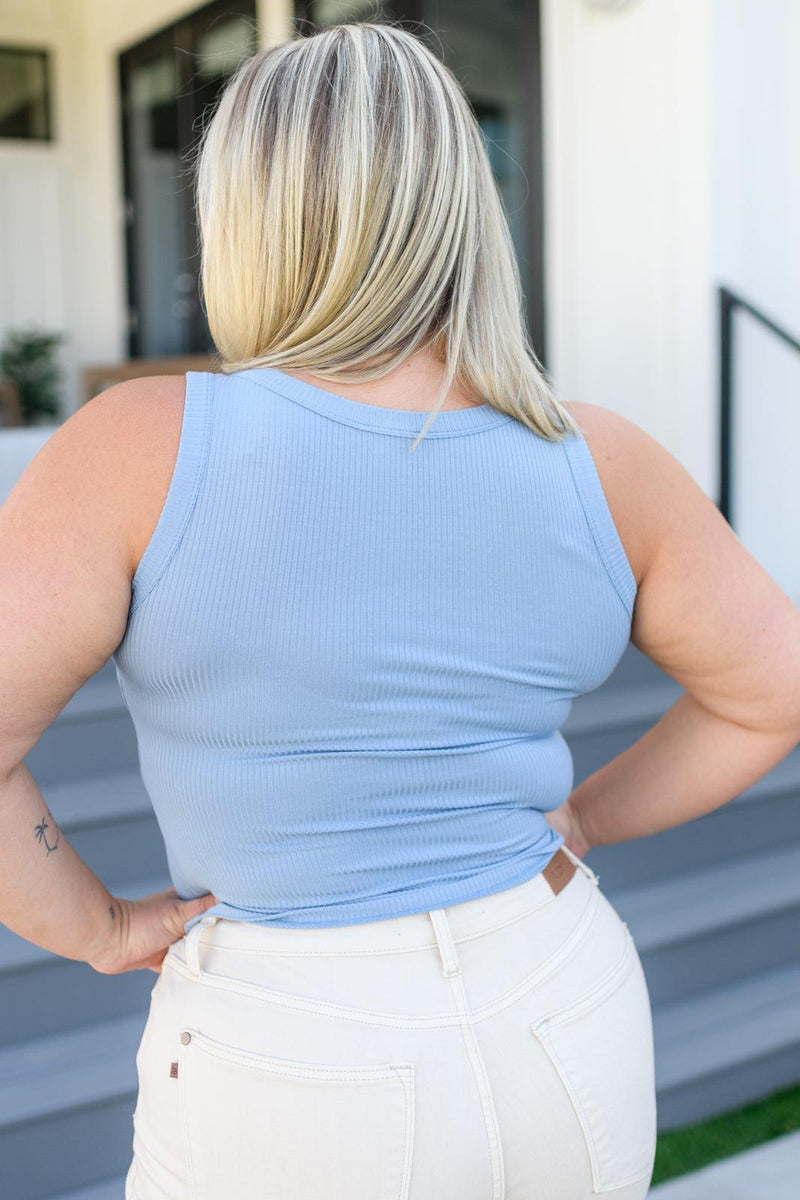 Just One More Ribbed Tank in Light Blue Womens Ave Shops   
