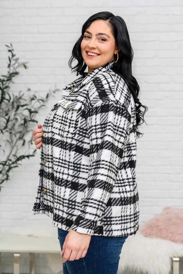 Kate Plaid Jacket in Black & White Womens Ave Shops   