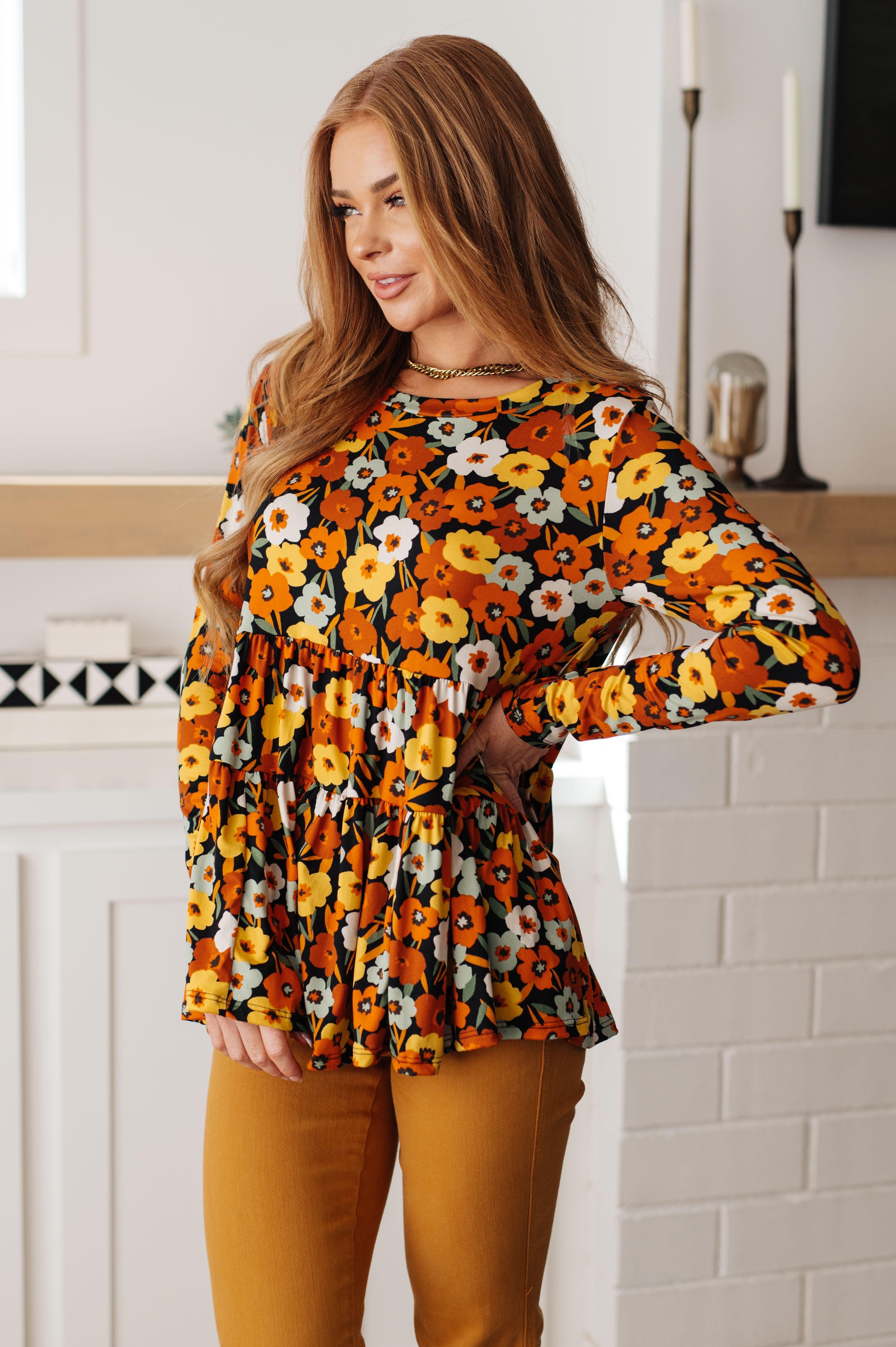 Let's Get Going Floral Babydoll Top Womens Ave Shops   