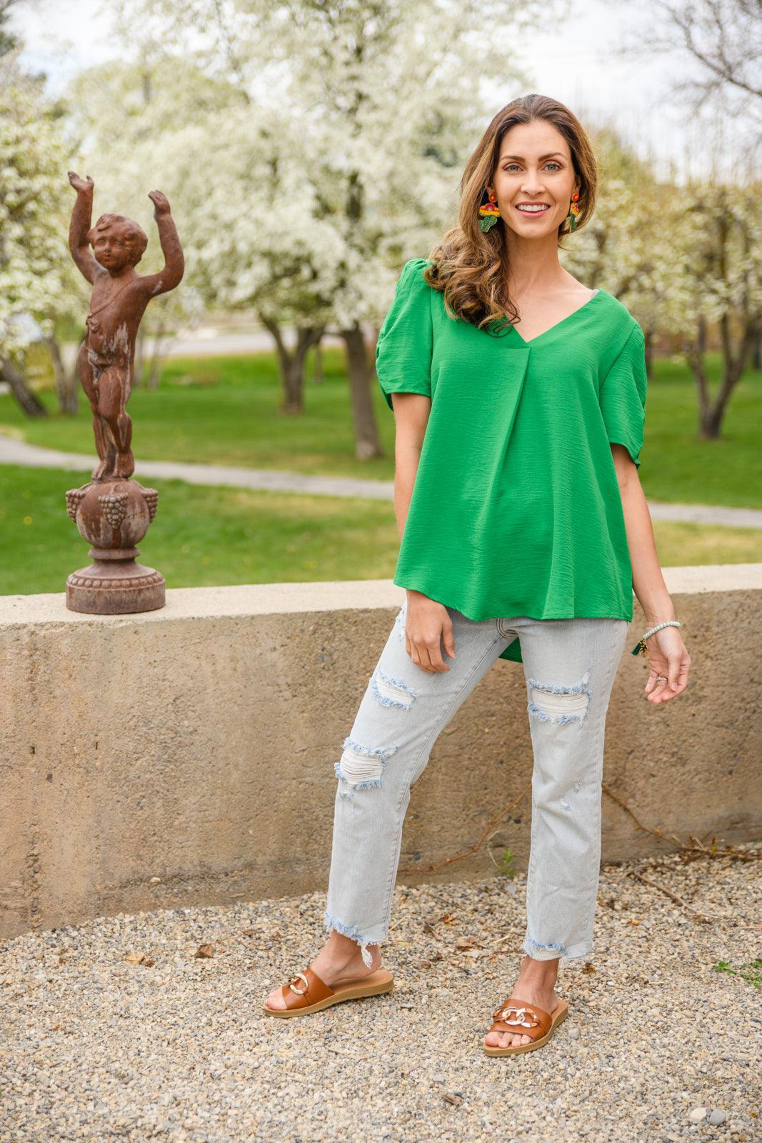 Let's Meet Up Green Blouse Womens Ave Shops   