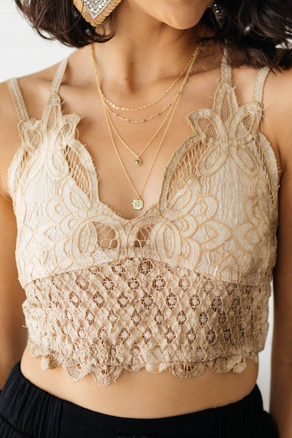 Live In Lace Bralette in Taupe Womens Ave Shops   