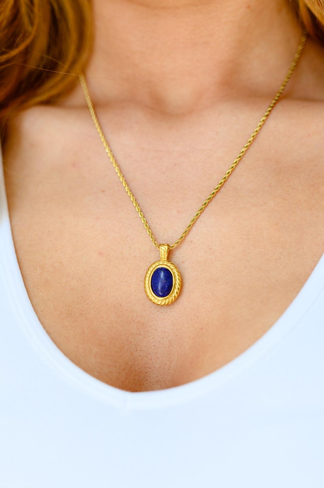 Lovely Lapis Lazuli Pendent Necklace Womens Ave Shops   