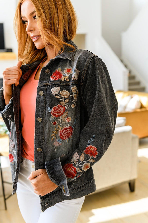 Lovely Visions Flower Embroidered Jacket Womens Ave Shops   