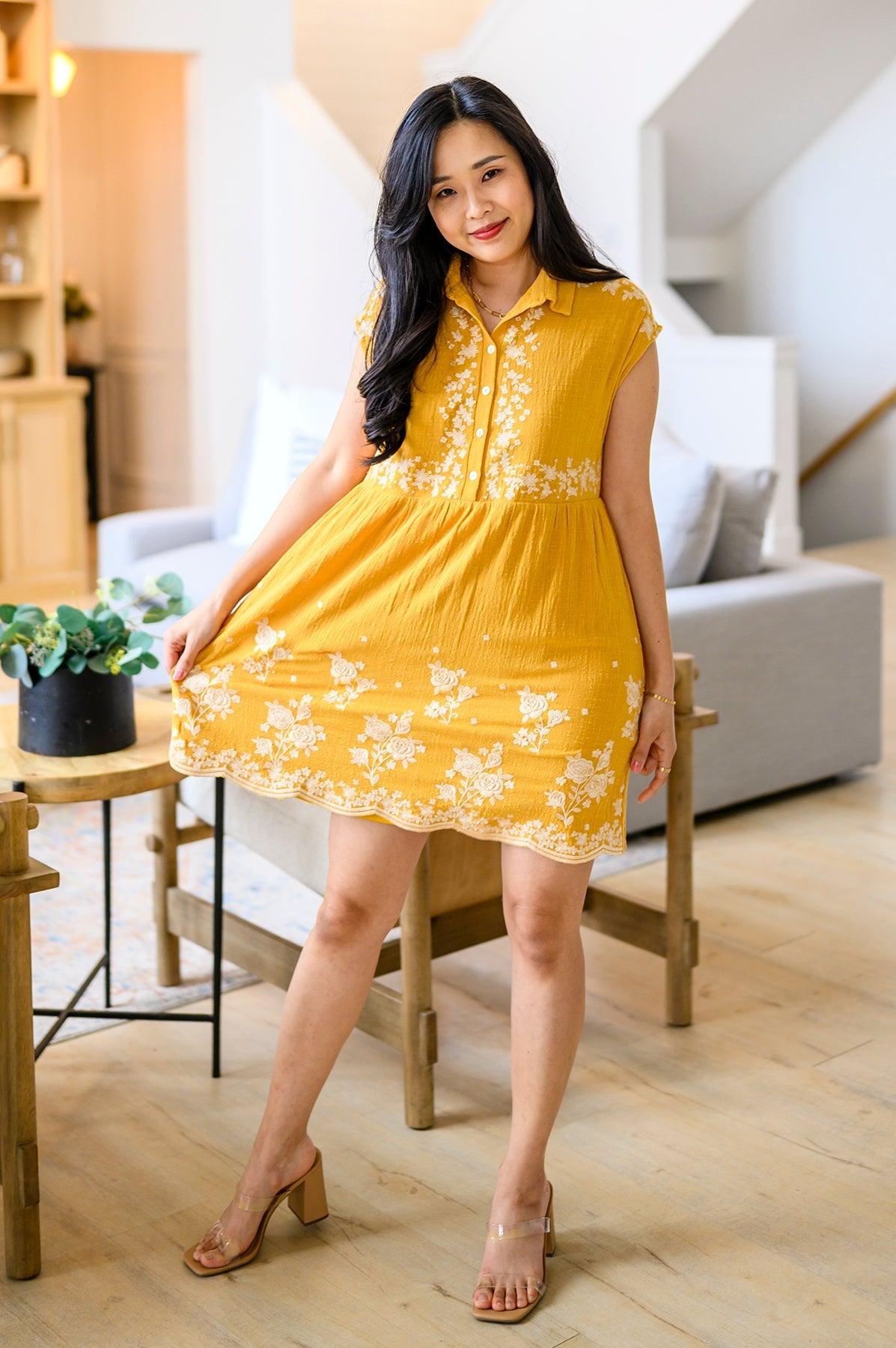 Marigold Embroidered Dress Womens Ave Shops   