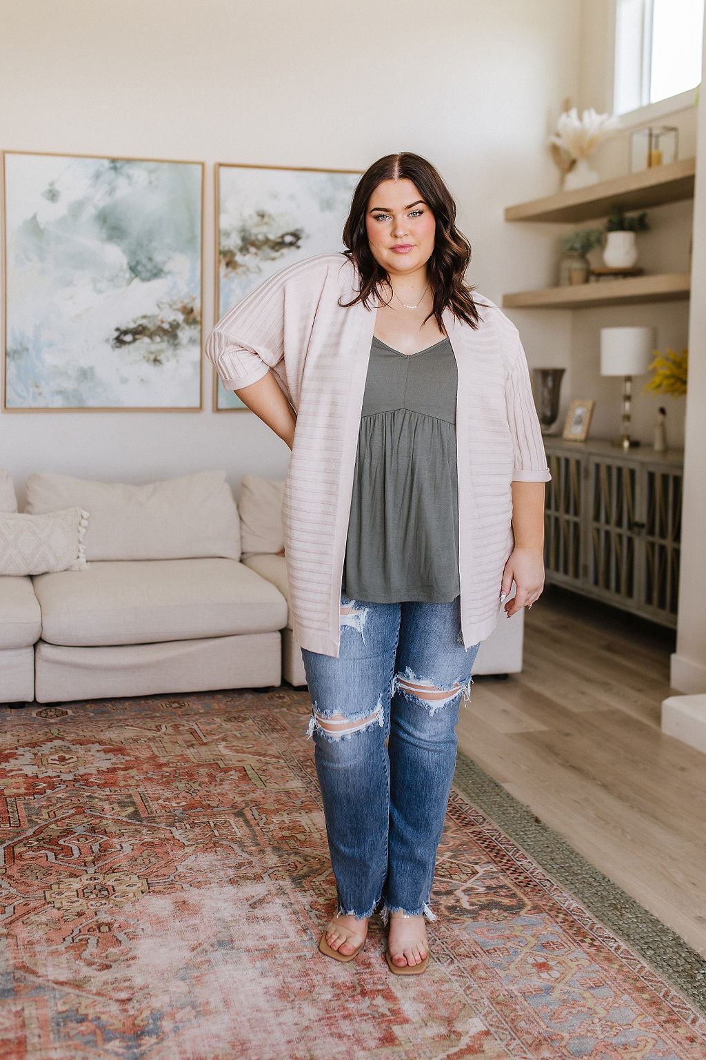 Never Not Loving V-Neck Cami in Gray Green Womens Ave Shops   