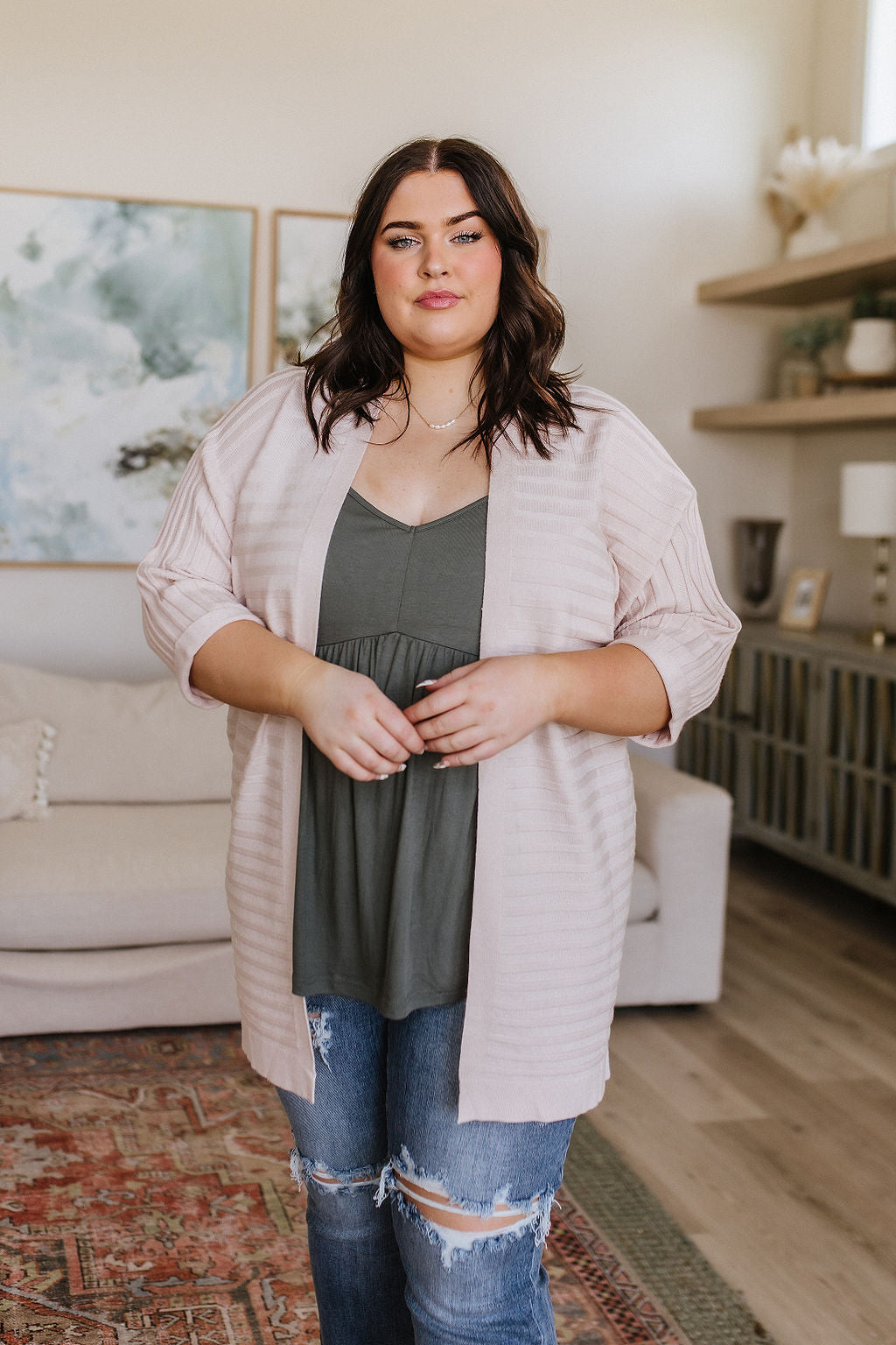 Never Not Loving V-Neck Cami in Gray Green Womens Ave Shops   