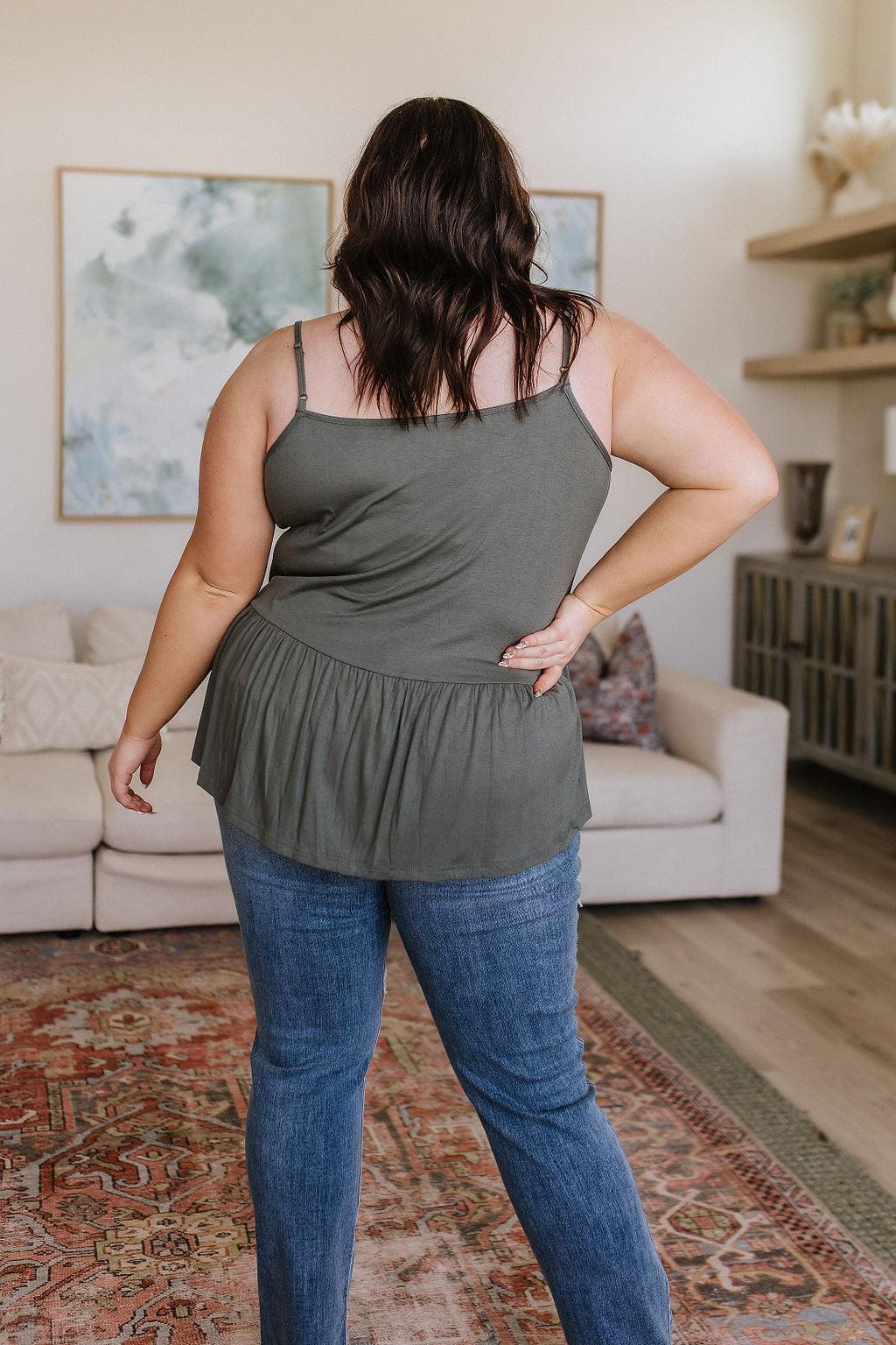 Never Not Loving V-Neck Cami in Gray Green Womens Ave Shops   