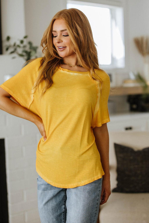 New Edition Mineral Wash T Shirt Yellow Womens Ave Shops   