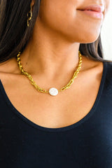 Ocean's Gold Shell Pendant Necklace Womens Ave Shops   
