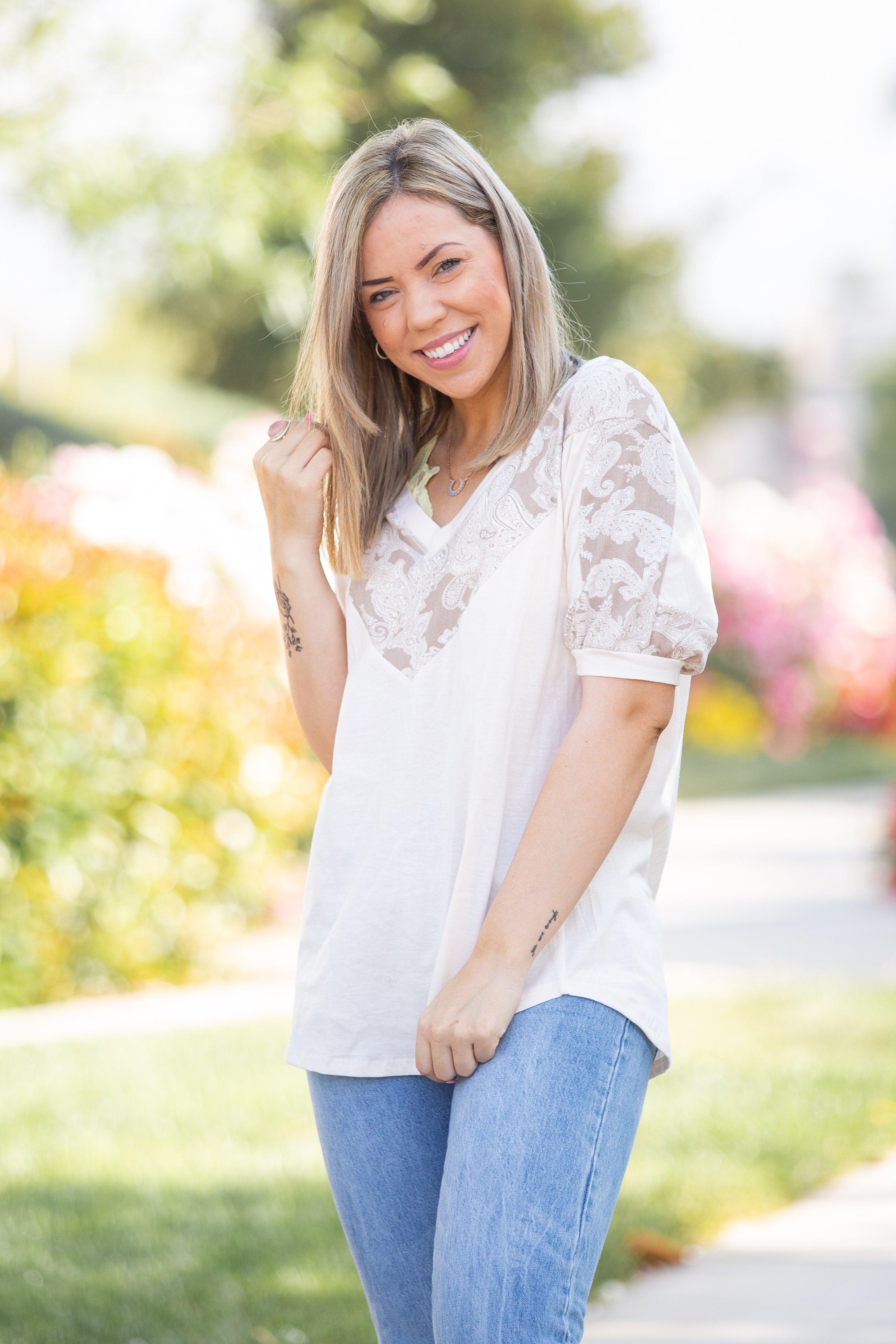 Paisley Latte Short Sleeve Top Giftmas Boutique Simplified   