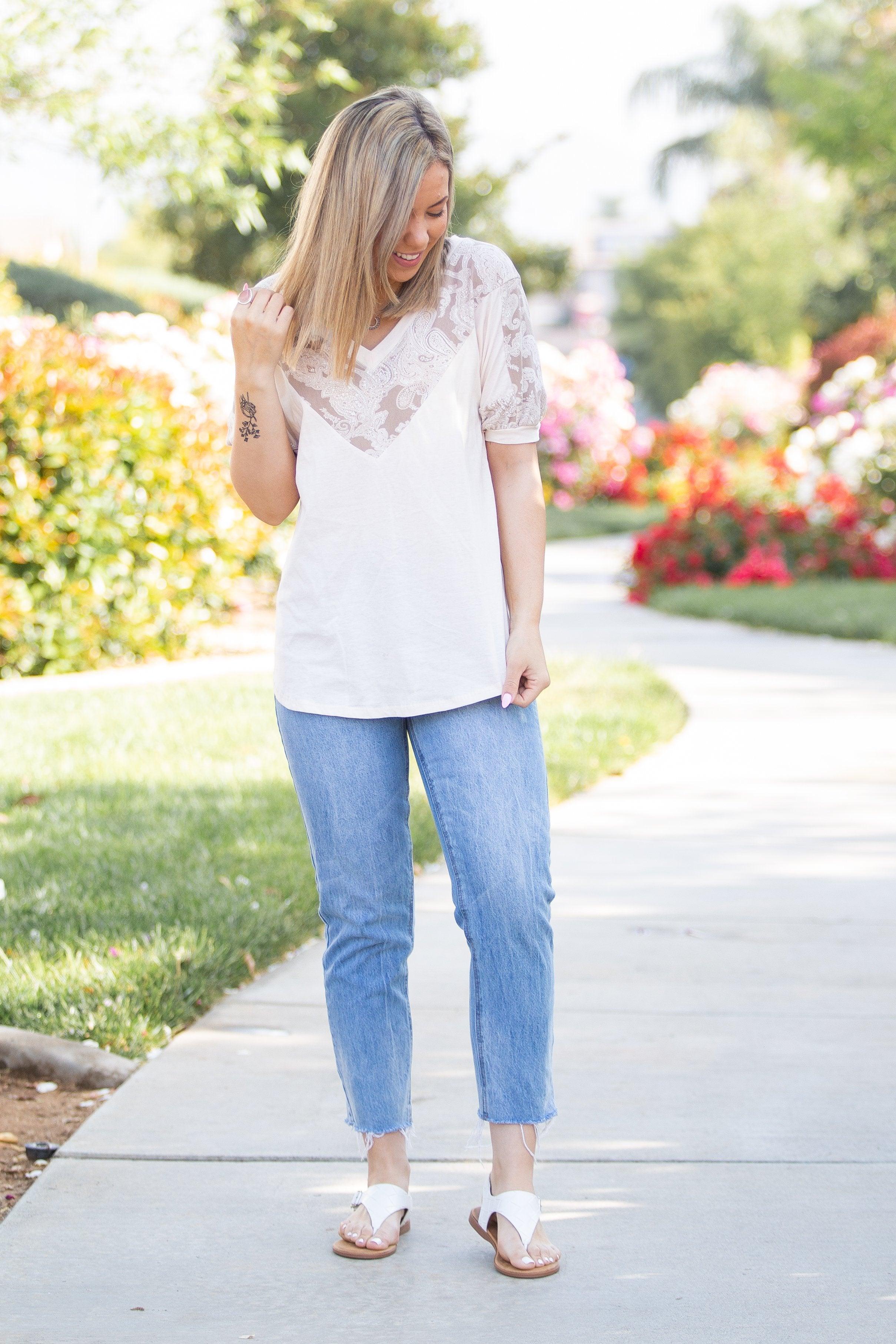 Paisley Latte Short Sleeve Top Giftmas Boutique Simplified   