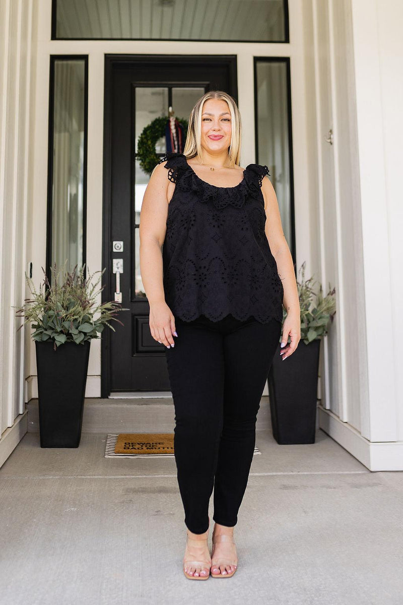 Parisian Stroll Lace Blouse in Black Womens Ave Shops   