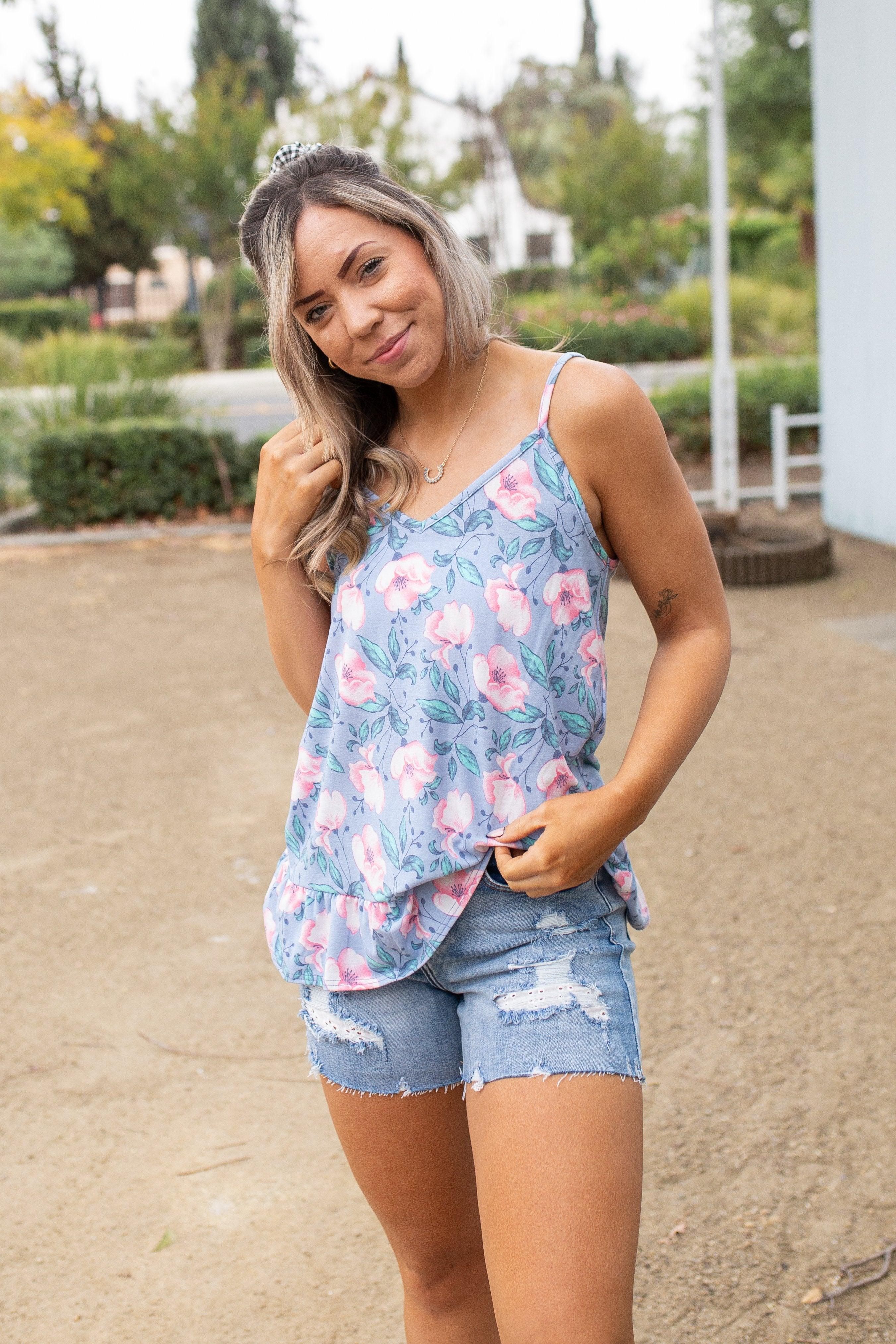 Periwinkle Blooms Ruffled Tank Giftmas Boutique Simplified   