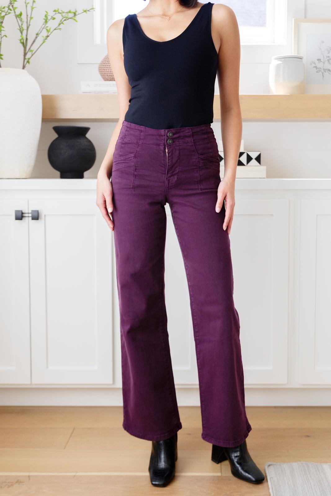 Petunia High Rise Wide Leg Jeans in Plum - Mica Denim Womens Ave Shops   
