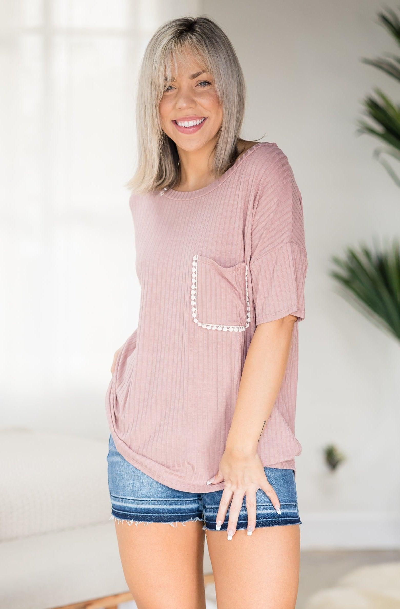 Pom Trimmed Short Sleeve Giftmas Boutique Simplified   