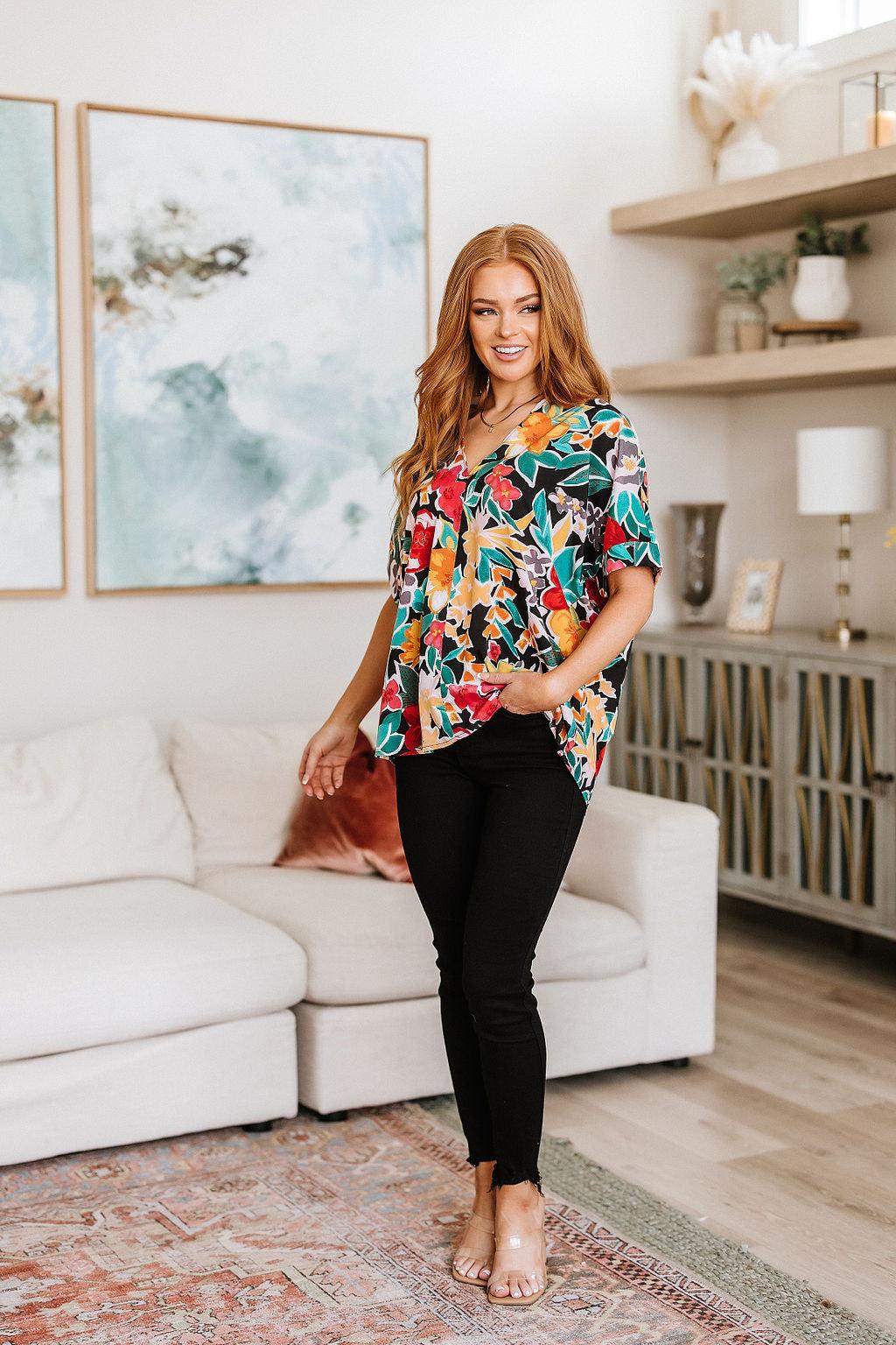 Pretty in Paradise Floral Blouse Womens Ave Shops   