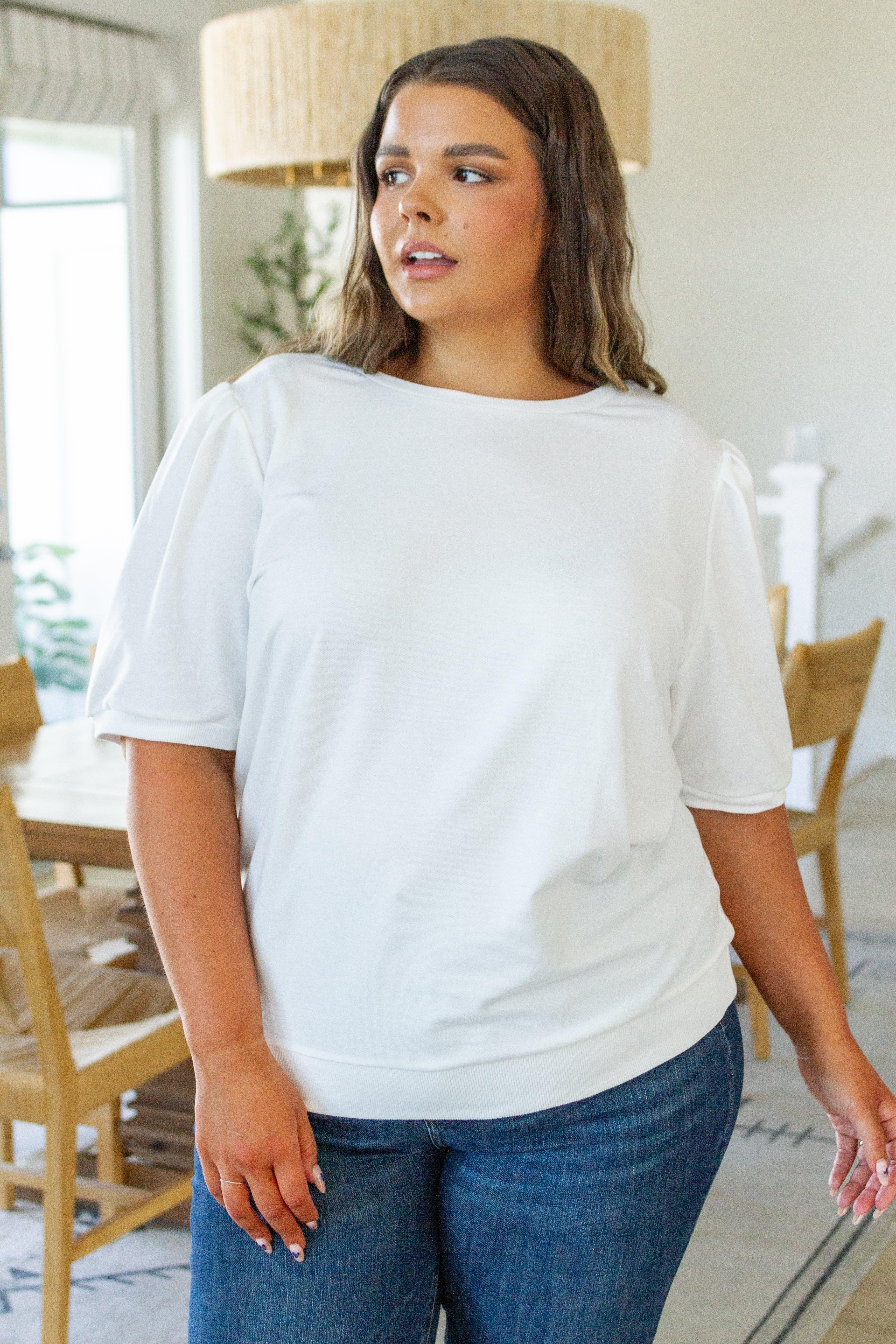 Pristine Puff Sleeve Top in White Womens Ave Shops   