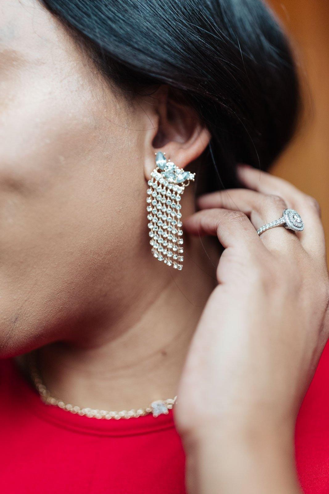 Rhinestone Fringe Earrings Womens Ave Shops   
