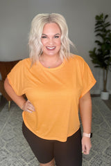 Round Neck Cuffed Sleeve Top in Neon Orange Womens Ave Shops   
