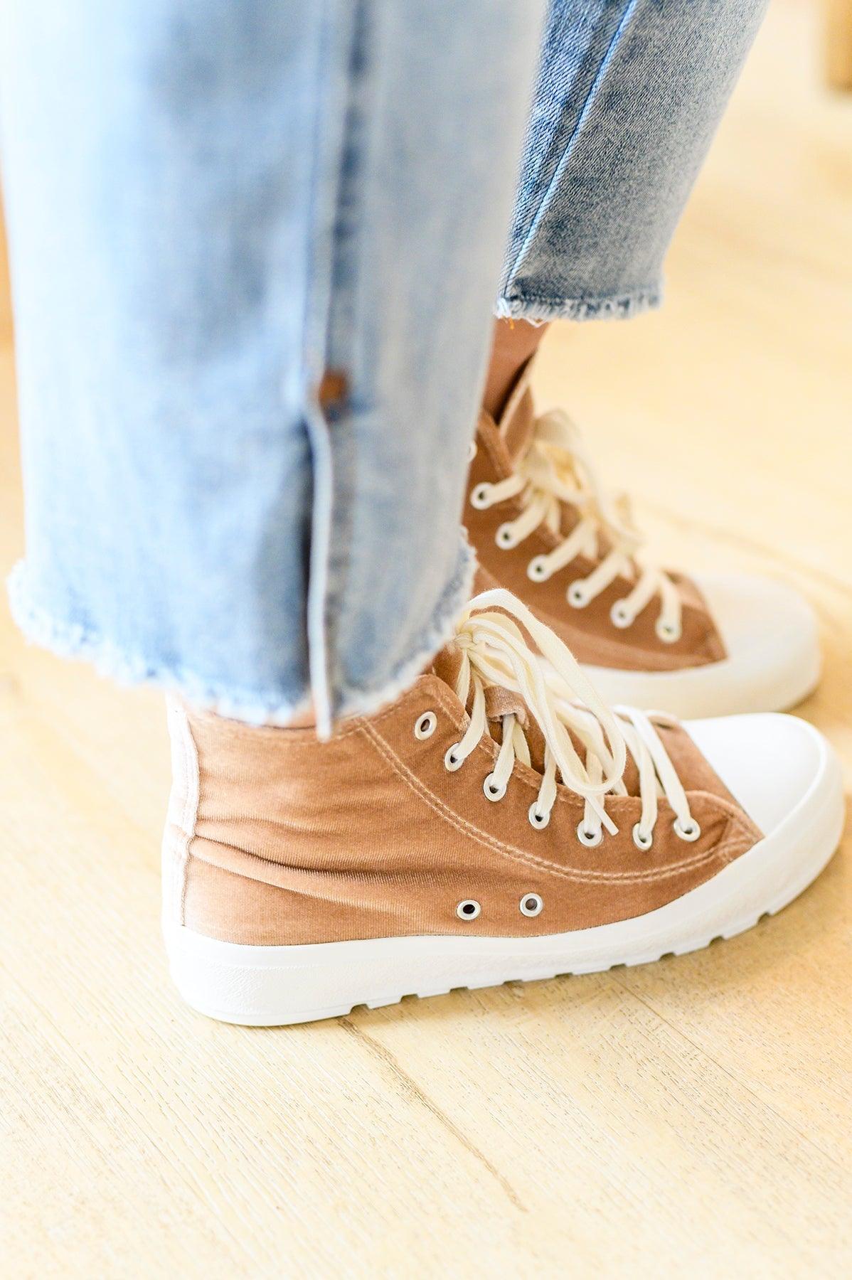 Run Me Down Velvet High Tops in Tan Womens Ave Shops   