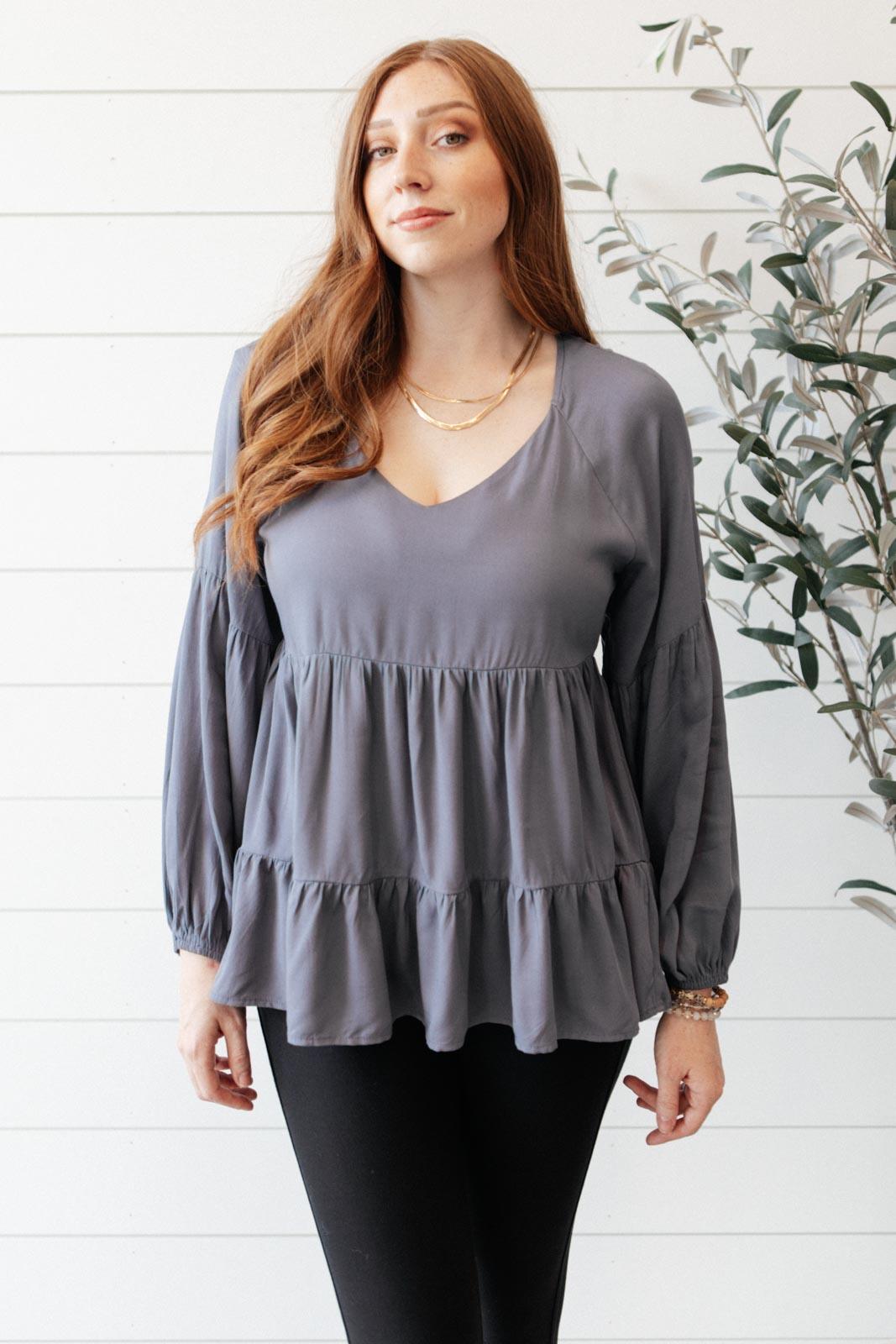 Sassy Swing Top in Charcoal Womens Ave Shops   