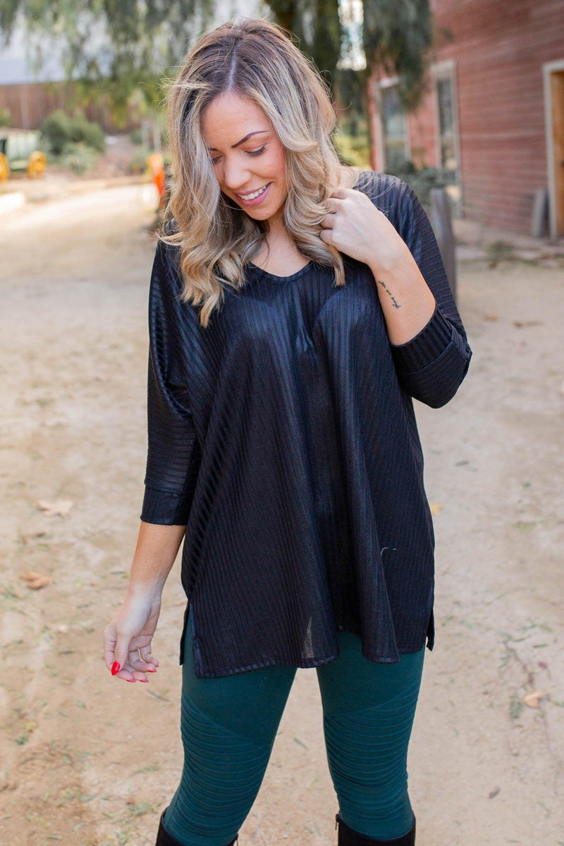 Slick Chick Brushed V-neck Top Giftmas Boutique Simplified   