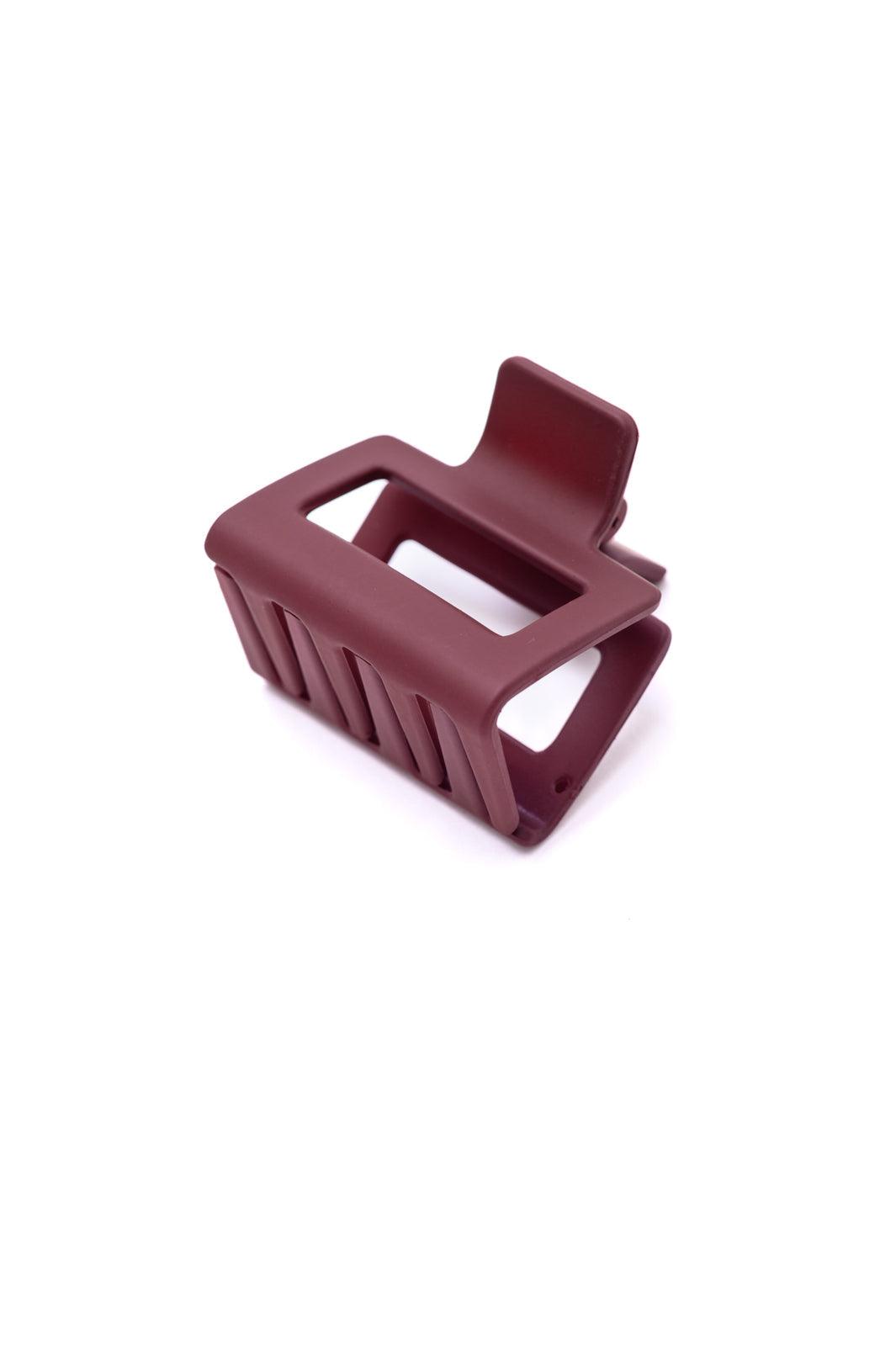 Small Square Claw Clip in Matte Berry Womens Ave Shops   