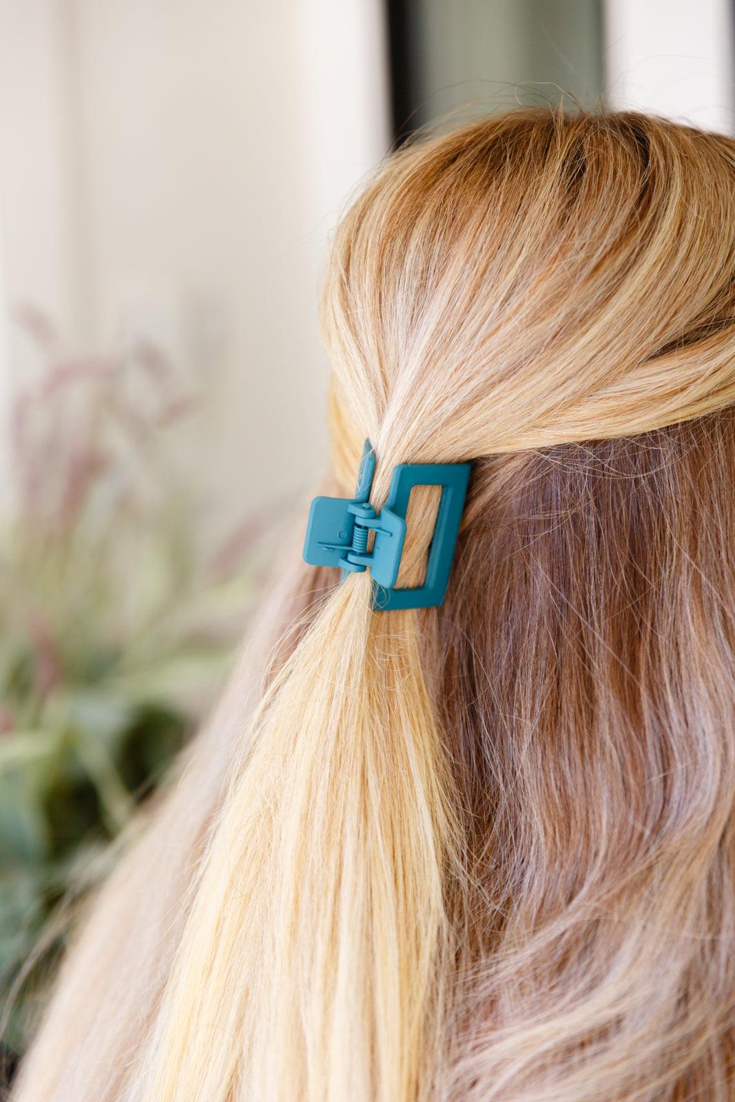 Small Square Claw Clip in Matte Teal Womens Ave Shops   