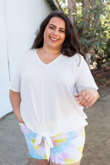 Spirited Front Tie Top in White Giftmas Boutique Simplified   