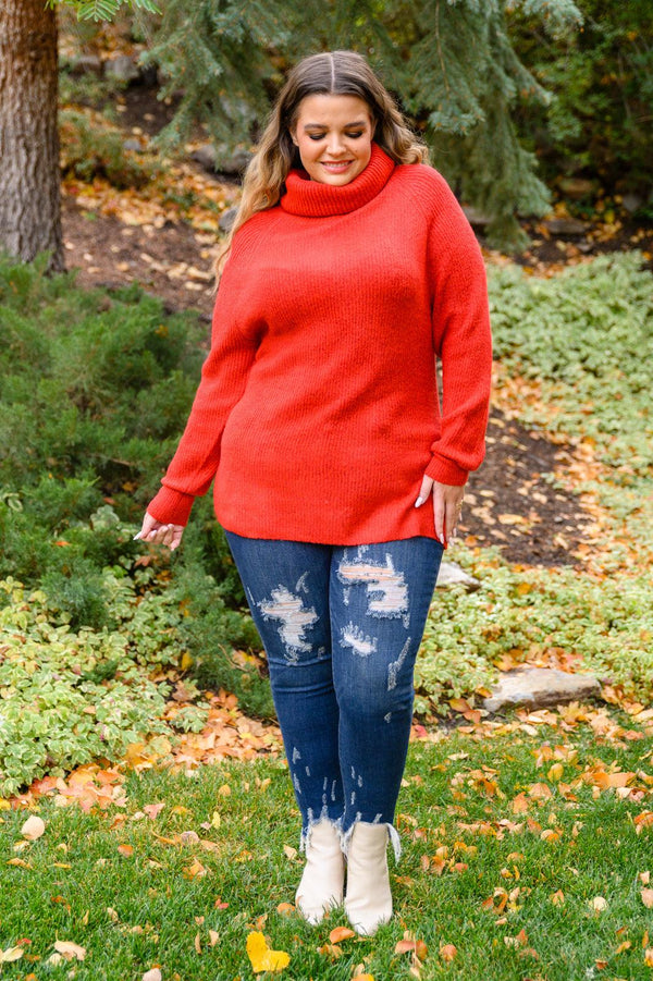 Steady Pace Roll Neck Sweater In Red Womens Ave Shops   