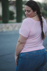Stitched in Pink Short Sleeve Top Giftmas Boutique Simplified   