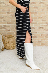 Striped Maxi Dress In Black Womens Ave Shops   