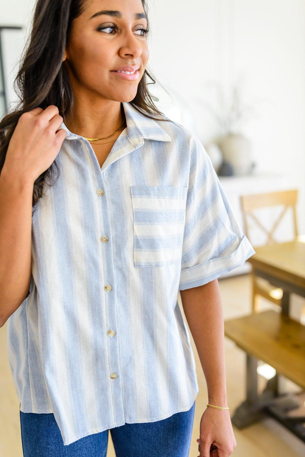 Tailored to Relax Striped Button Down Womens Ave Shops   