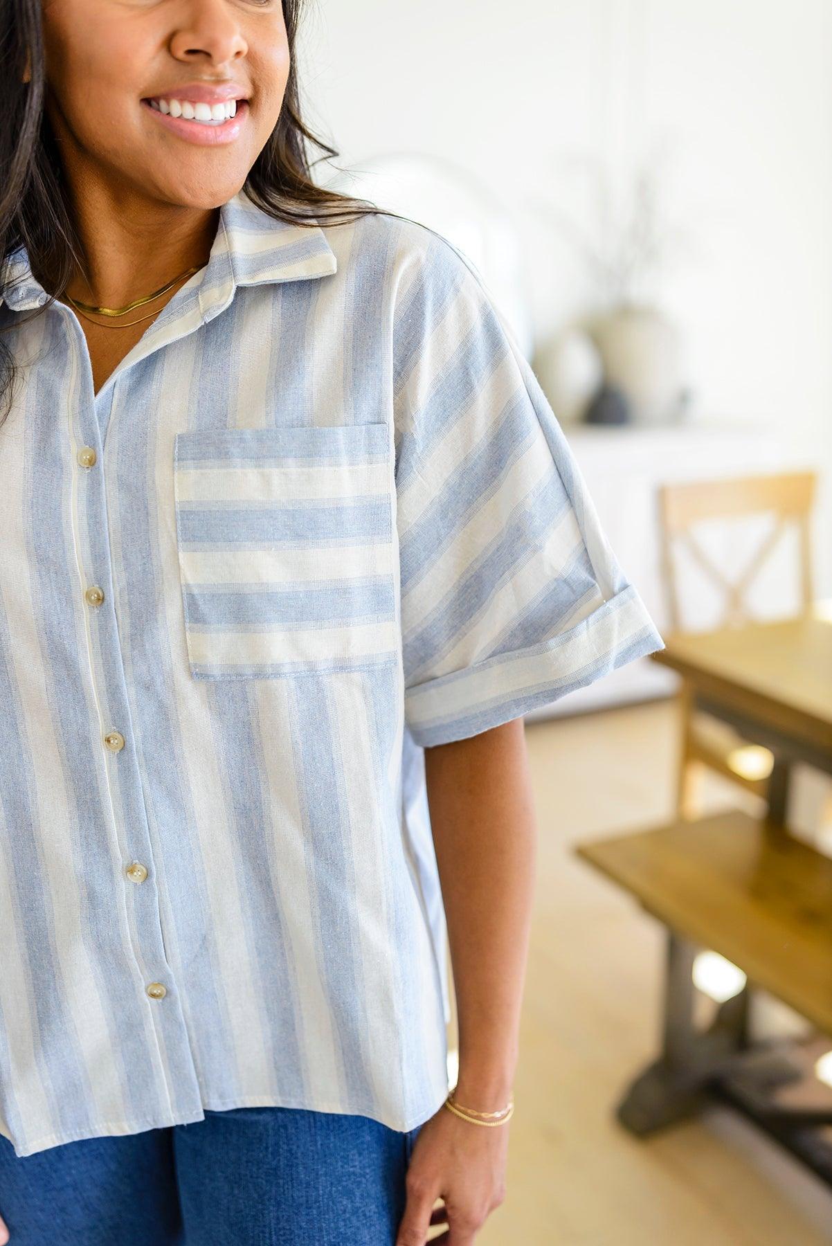 Tailored to Relax Striped Button Down Womens Ave Shops   