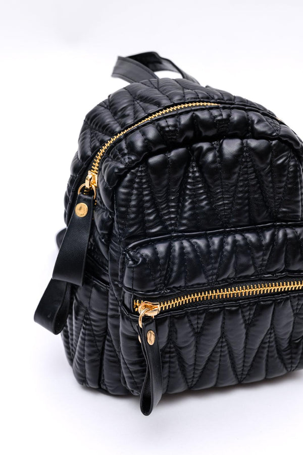 Take It With You Quilted Mini Backpack in Black Womens Ave Shops   