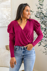 Take Me Out Faux Wrap Bodysuit In Magenta Womens Ave Shops   
