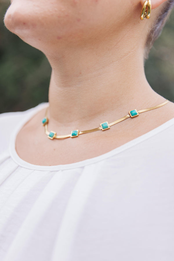 Turquoise Squares Necklace Womens Ave Shops   
