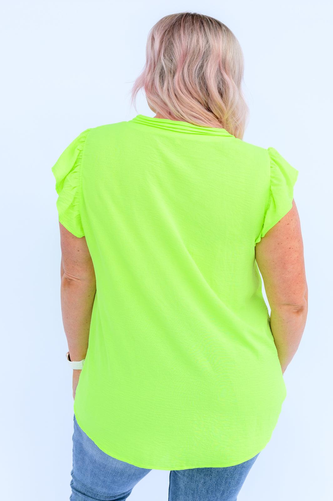 Under Neon Lights Ruffle Sleeve Top Womens Ave Shops   