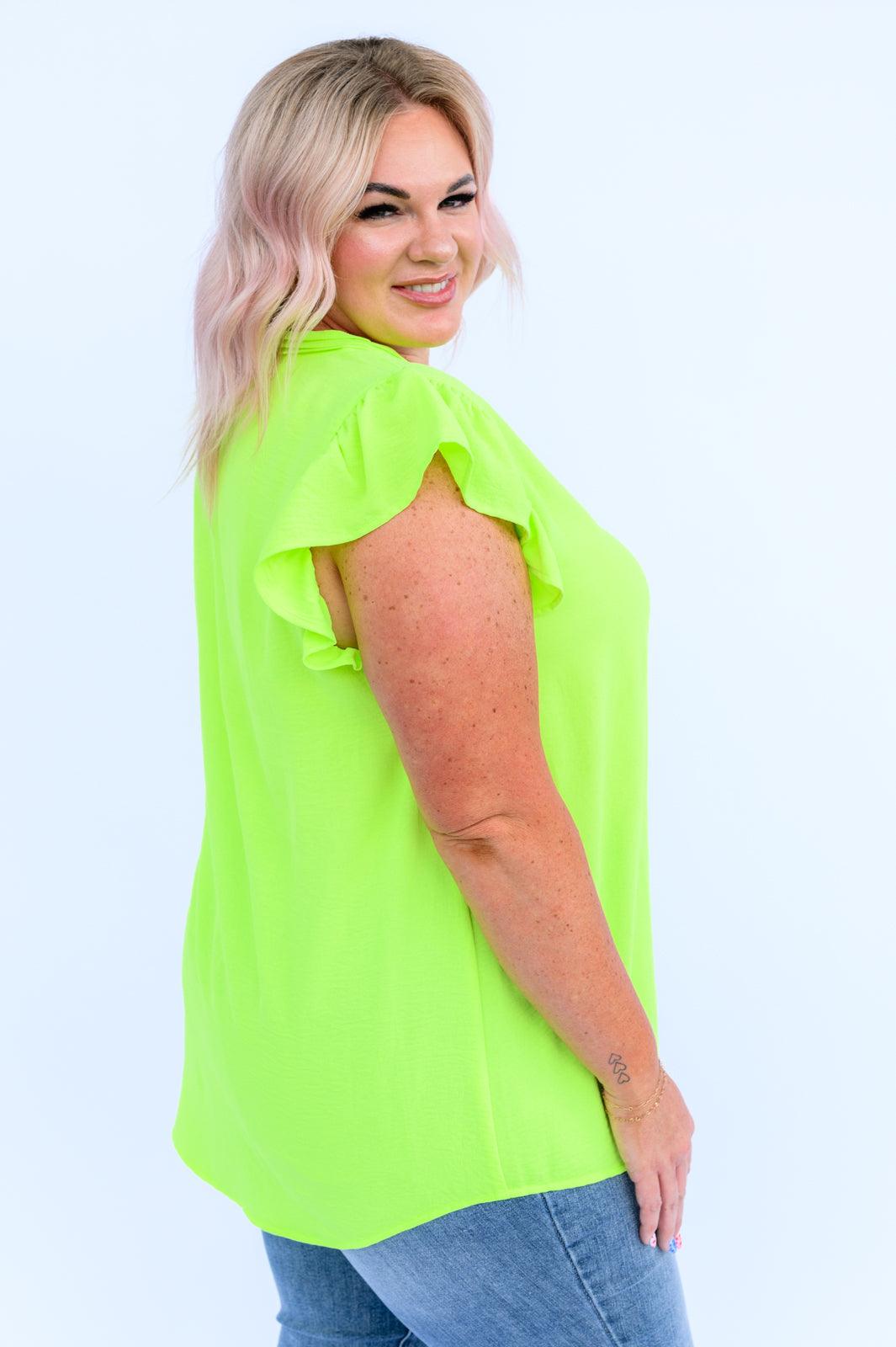 Under Neon Lights Ruffle Sleeve Top Womens Ave Shops   