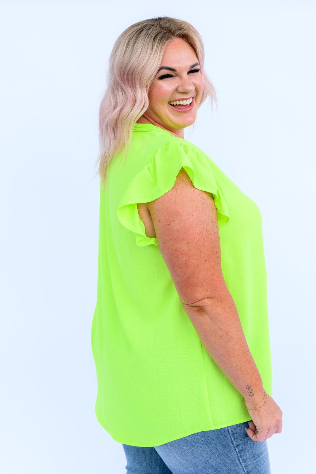 Under Neon Lights Ruffle Sleeve Top Womens Ave Shops   